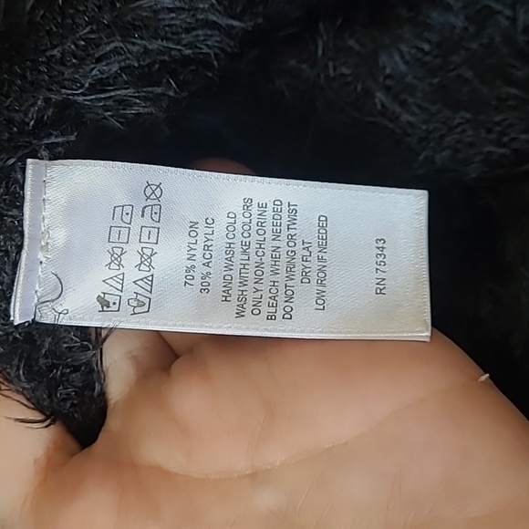 Fuzzy Black Sweater Dress Long Sleeves Nylon Blend size small - Picture 10 of 13